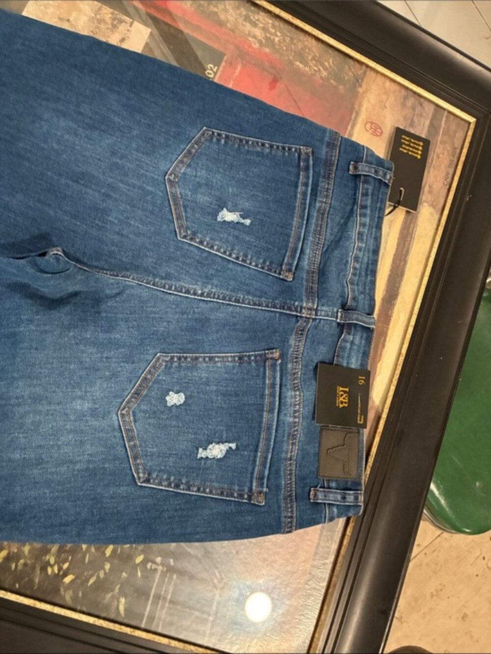 Lucky & Blessed Dark Blue Denim Flare Maxi Jeans plus size - Picture 5 of 8